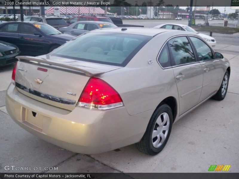 Gold Mist Metallic / Neutral Beige 2008 Chevrolet Impala LS