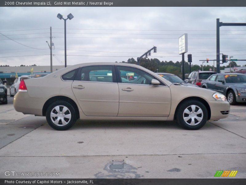 Gold Mist Metallic / Neutral Beige 2008 Chevrolet Impala LS