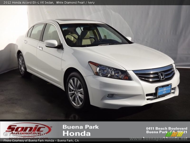 White Diamond Pearl / Ivory 2012 Honda Accord EX-L V6 Sedan