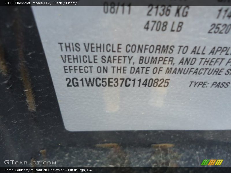 Black / Ebony 2012 Chevrolet Impala LTZ