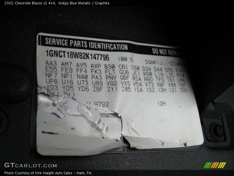 Indigo Blue Metallic / Graphite 2002 Chevrolet Blazer LS 4x4