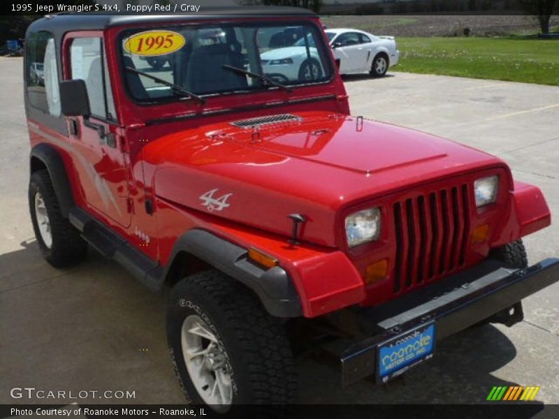 Poppy Red / Gray 1995 Jeep Wrangler S 4x4