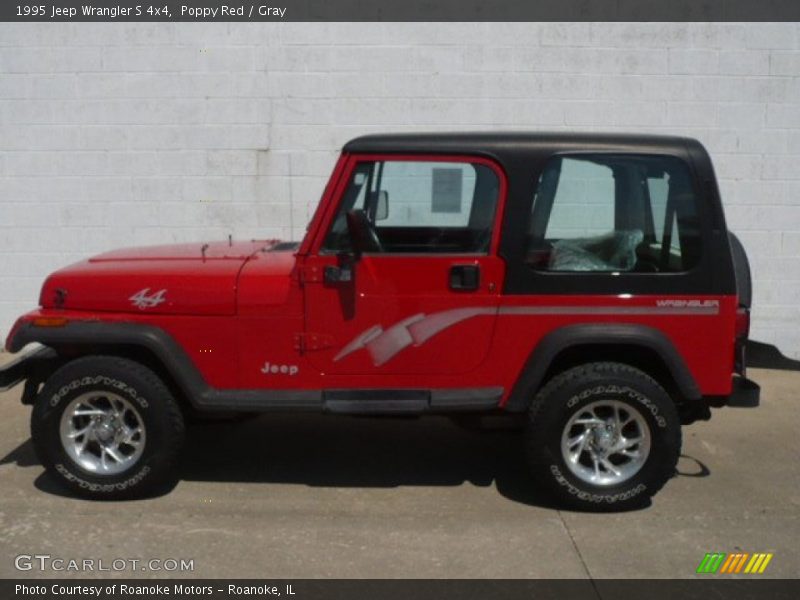 Poppy Red / Gray 1995 Jeep Wrangler S 4x4
