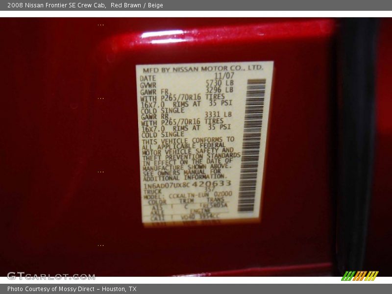 Red Brawn / Beige 2008 Nissan Frontier SE Crew Cab