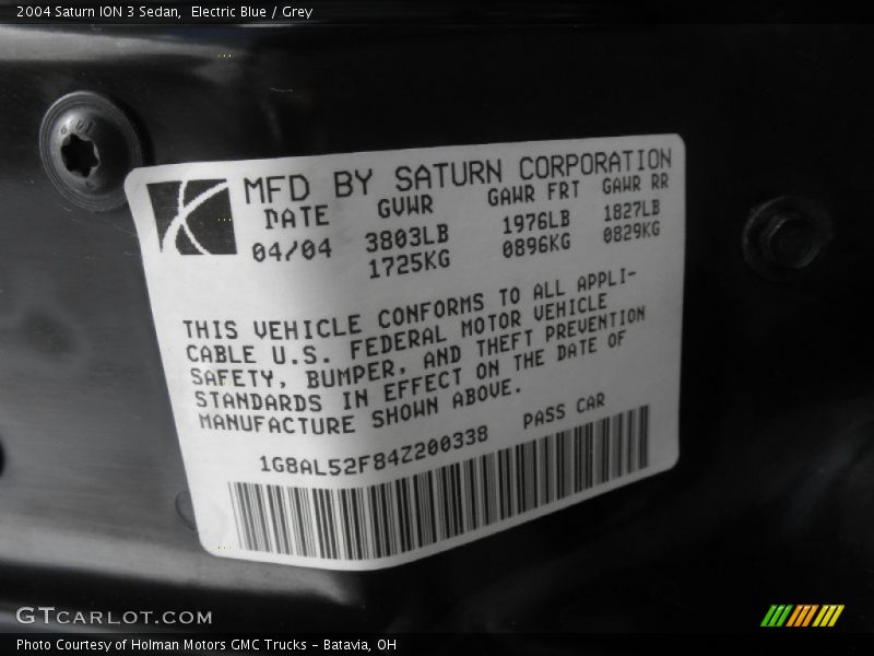 Electric Blue / Grey 2004 Saturn ION 3 Sedan