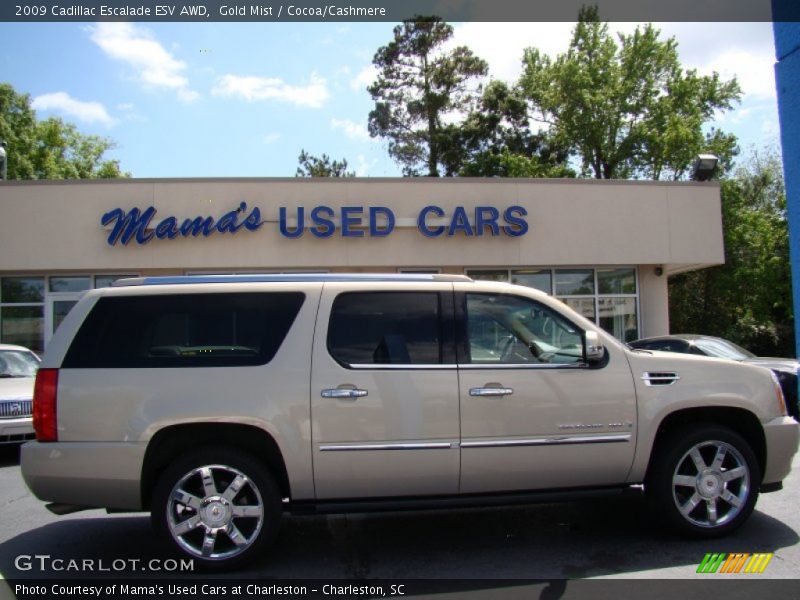 Gold Mist / Cocoa/Cashmere 2009 Cadillac Escalade ESV AWD