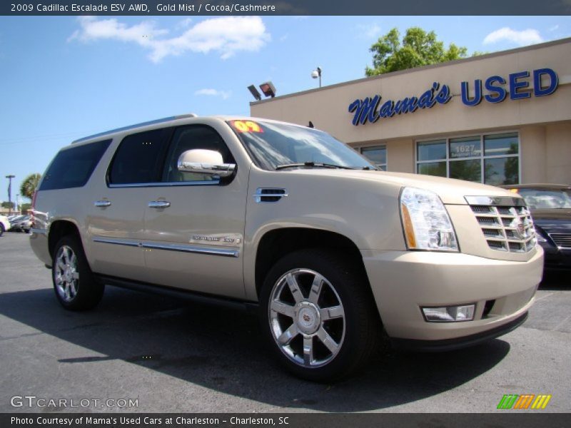 Gold Mist / Cocoa/Cashmere 2009 Cadillac Escalade ESV AWD