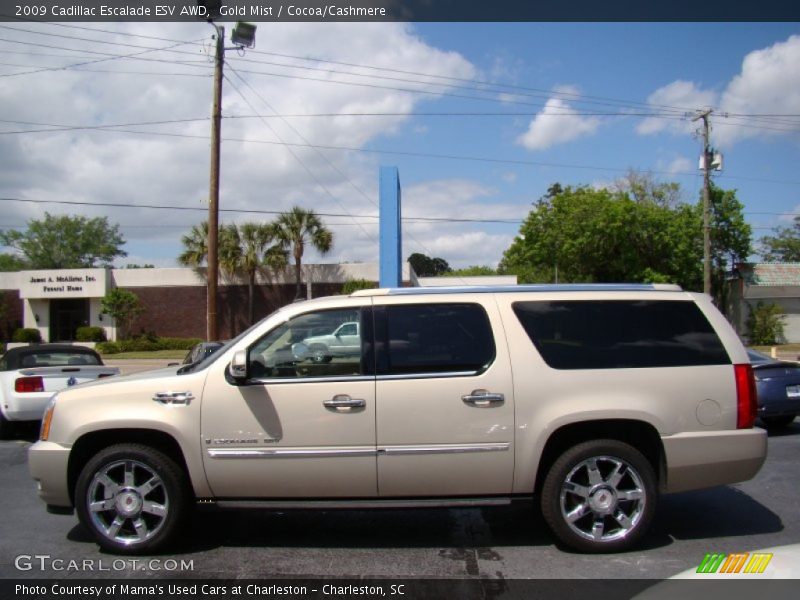 Gold Mist / Cocoa/Cashmere 2009 Cadillac Escalade ESV AWD