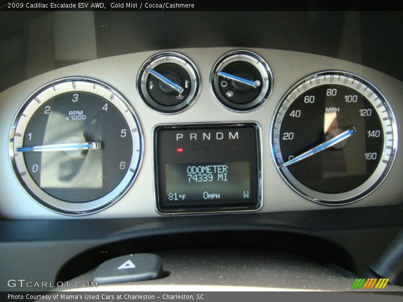 Gold Mist / Cocoa/Cashmere 2009 Cadillac Escalade ESV AWD