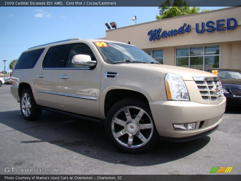 Gold Mist / Cocoa/Cashmere 2009 Cadillac Escalade ESV AWD