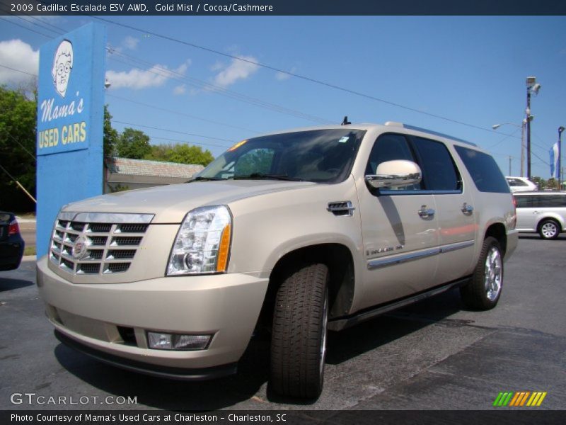 Gold Mist / Cocoa/Cashmere 2009 Cadillac Escalade ESV AWD