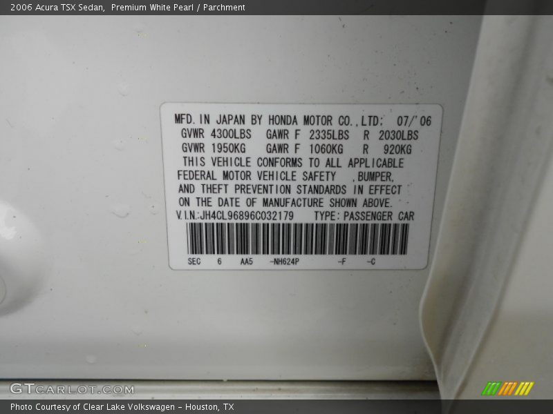 Premium White Pearl / Parchment 2006 Acura TSX Sedan