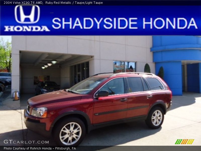 Ruby Red Metallic / Taupe/Light Taupe 2004 Volvo XC90 T6 AWD