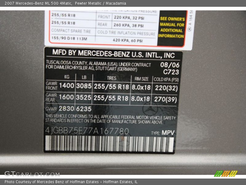 Pewter Metallic / Macadamia 2007 Mercedes-Benz ML 500 4Matic