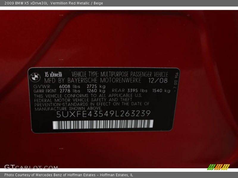 Vermillion Red Metallic / Beige 2009 BMW X5 xDrive30i