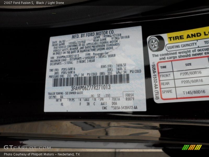 Black / Light Stone 2007 Ford Fusion S