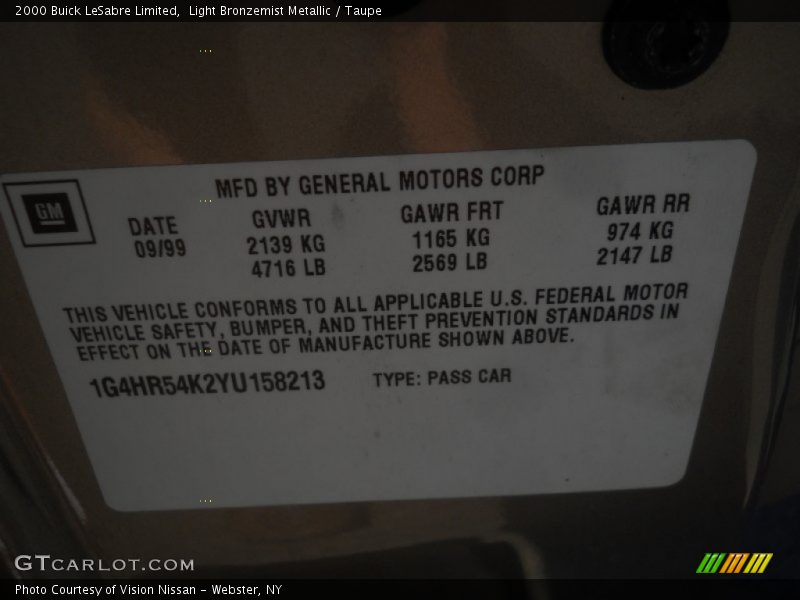 Light Bronzemist Metallic / Taupe 2000 Buick LeSabre Limited