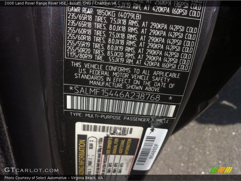 Bonatti Grey / Charcoal/Jet 2006 Land Rover Range Rover HSE