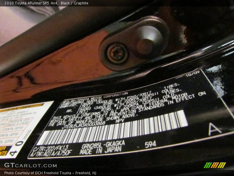 Black / Graphite 2010 Toyota 4Runner SR5 4x4