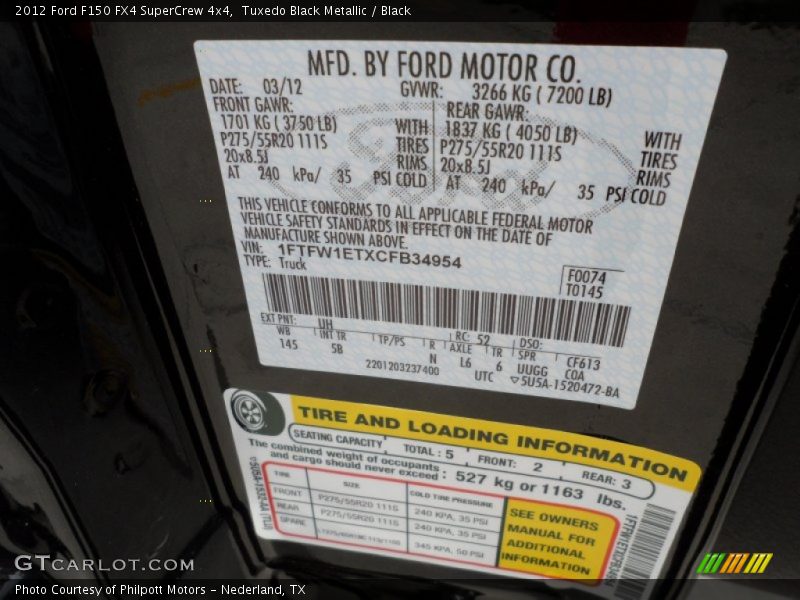 Tuxedo Black Metallic / Black 2012 Ford F150 FX4 SuperCrew 4x4