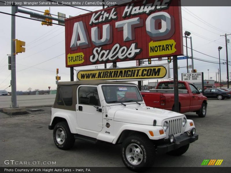 Stone White / Camel/Dark Green 2001 Jeep Wrangler Sahara 4x4