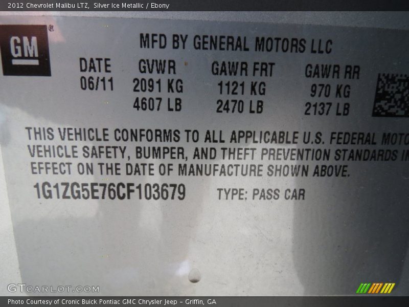 Silver Ice Metallic / Ebony 2012 Chevrolet Malibu LTZ