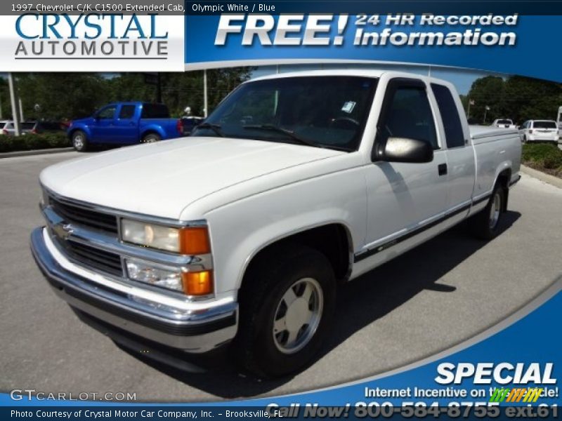 Olympic White / Blue 1997 Chevrolet C/K C1500 Extended Cab