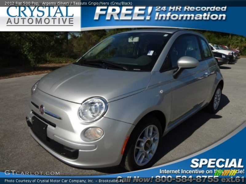 Argento (Silver) / Tessuto Grigio/Nero (Grey/Black) 2012 Fiat 500 Pop