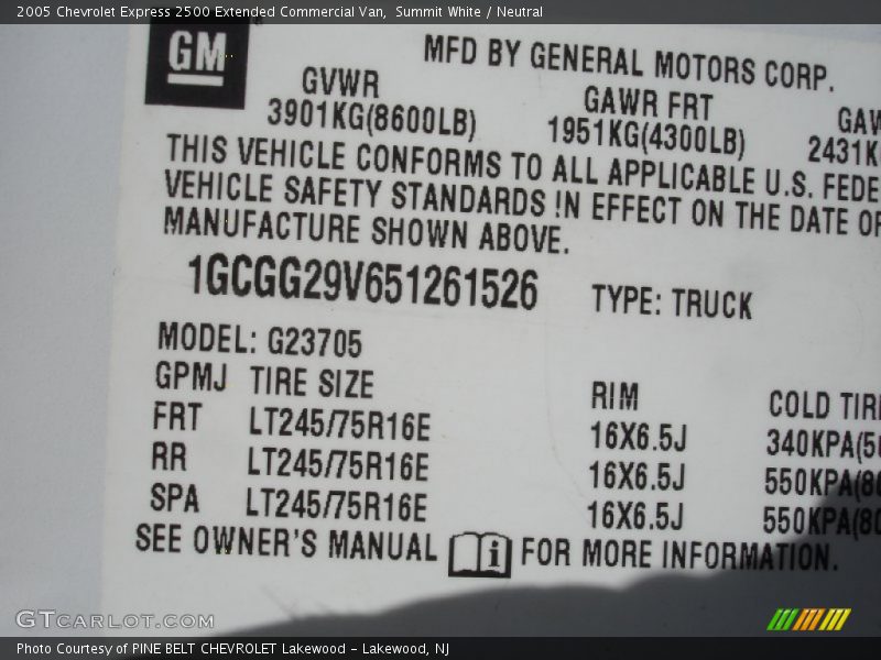 Summit White / Neutral 2005 Chevrolet Express 2500 Extended Commercial Van