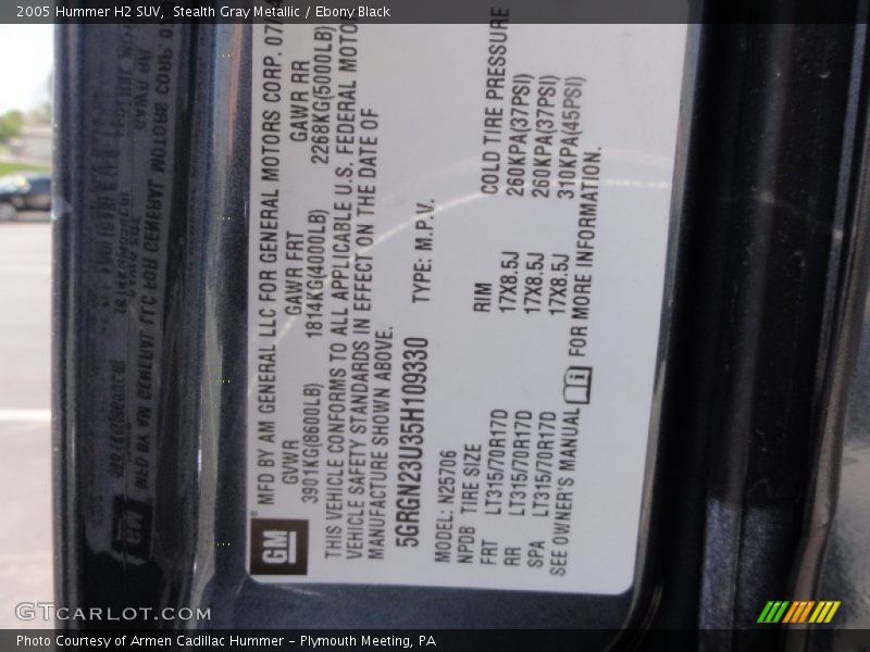 Stealth Gray Metallic / Ebony Black 2005 Hummer H2 SUV