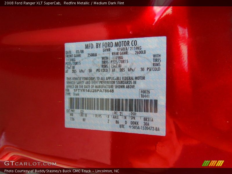 Redfire Metallic / Medium Dark Flint 2008 Ford Ranger XLT SuperCab