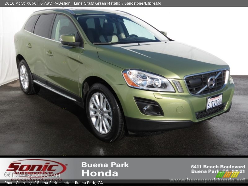 Lime Grass Green Metallic / Sandstone/Espresso 2010 Volvo XC60 T6 AWD R-Design