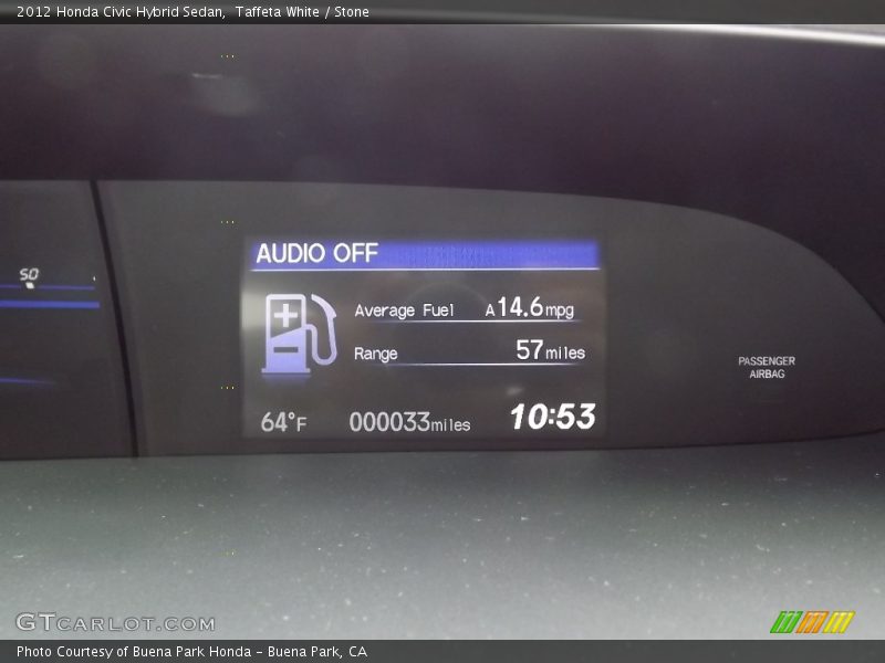 Taffeta White / Stone 2012 Honda Civic Hybrid Sedan