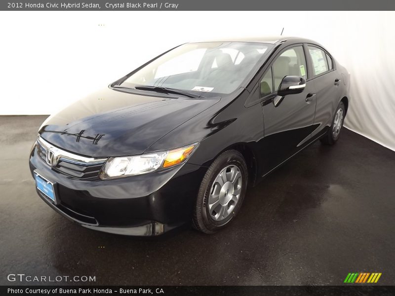 Crystal Black Pearl / Gray 2012 Honda Civic Hybrid Sedan
