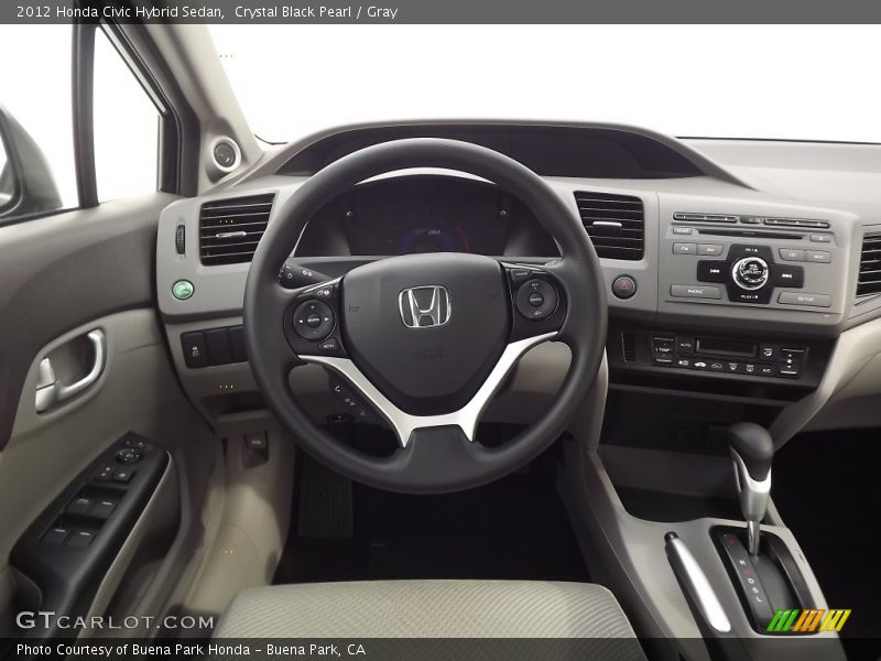 Crystal Black Pearl / Gray 2012 Honda Civic Hybrid Sedan