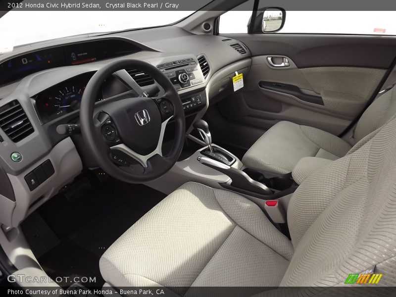 Crystal Black Pearl / Gray 2012 Honda Civic Hybrid Sedan