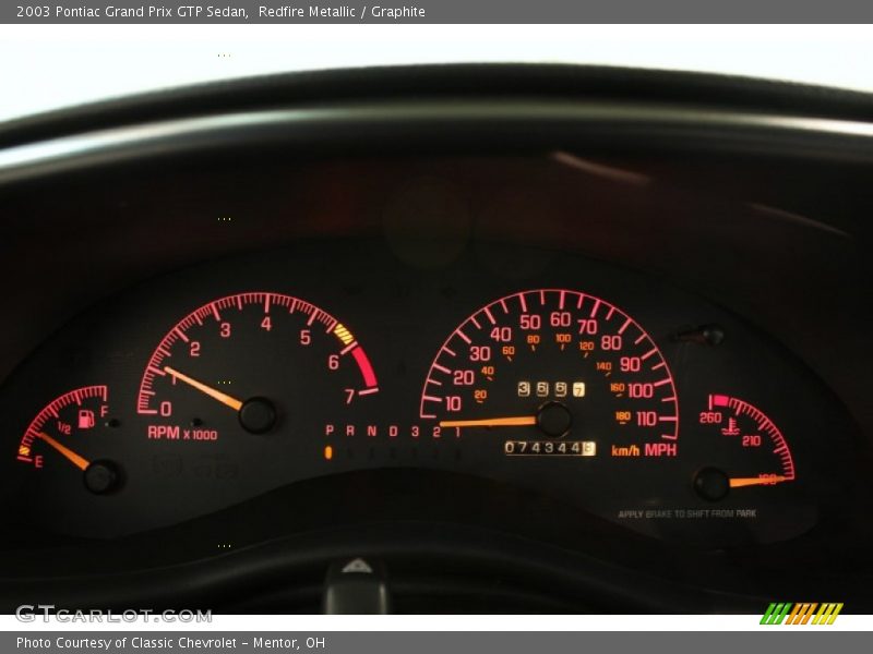  2003 Grand Prix GTP Sedan GTP Sedan Gauges