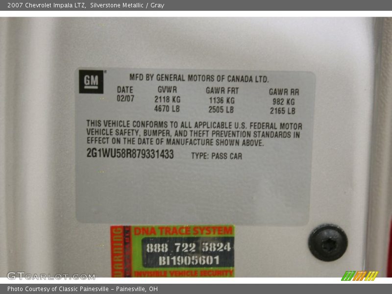 Silverstone Metallic / Gray 2007 Chevrolet Impala LTZ