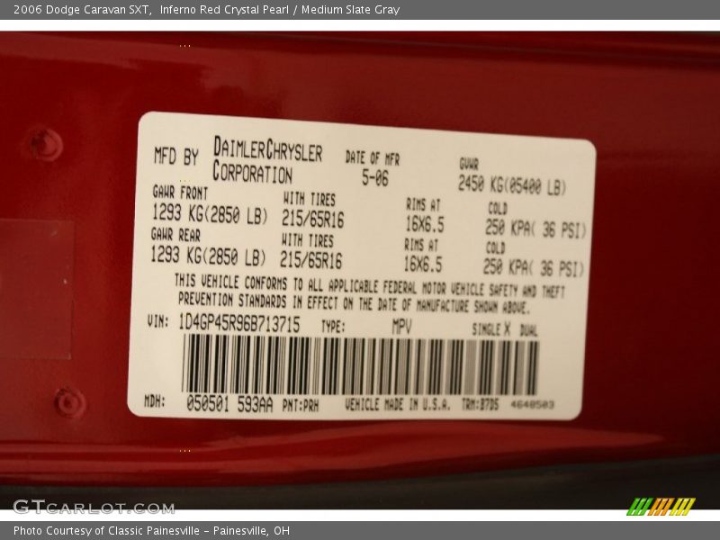 Inferno Red Crystal Pearl / Medium Slate Gray 2006 Dodge Caravan SXT