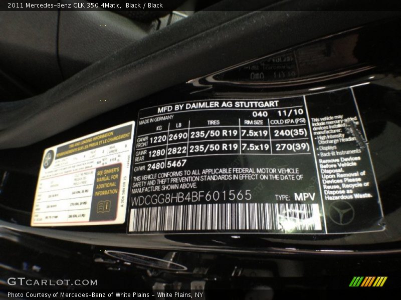 Black / Black 2011 Mercedes-Benz GLK 350 4Matic