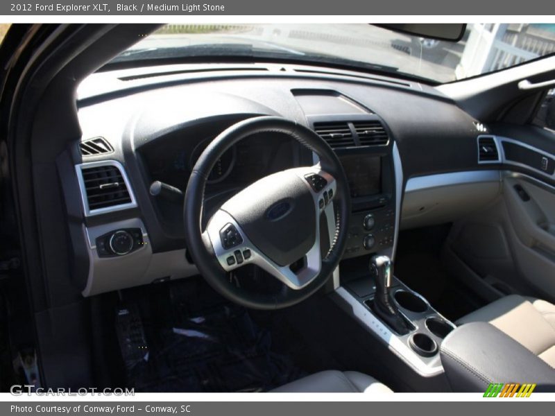Black / Medium Light Stone 2012 Ford Explorer XLT