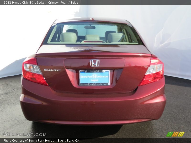 Crimson Pearl / Beige 2012 Honda Civic EX-L Sedan