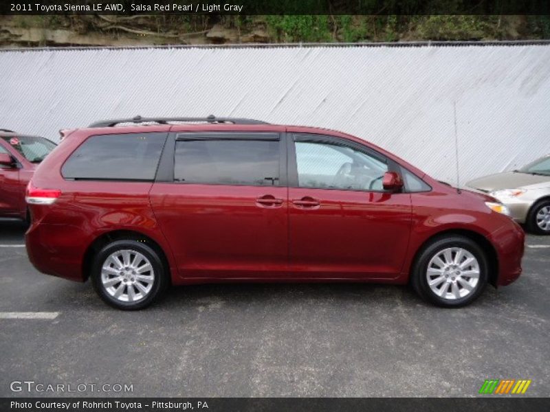 Salsa Red Pearl / Light Gray 2011 Toyota Sienna LE AWD