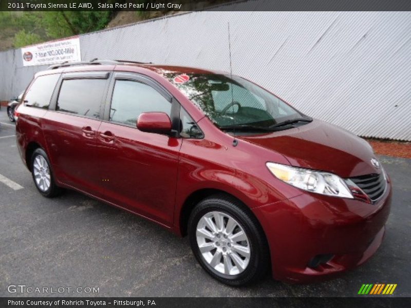 Salsa Red Pearl / Light Gray 2011 Toyota Sienna LE AWD