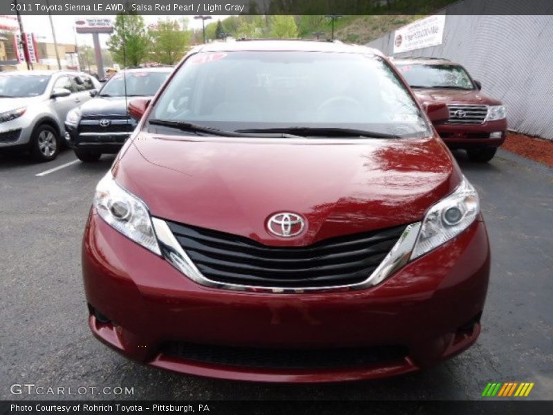 Salsa Red Pearl / Light Gray 2011 Toyota Sienna LE AWD