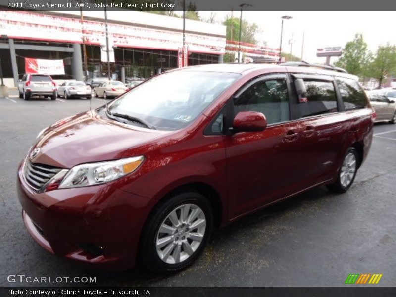 Salsa Red Pearl / Light Gray 2011 Toyota Sienna LE AWD