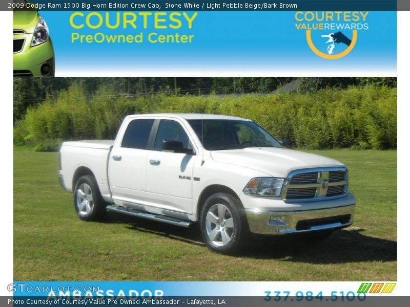 Stone White / Light Pebble Beige/Bark Brown 2009 Dodge Ram 1500 Big Horn Edition Crew Cab