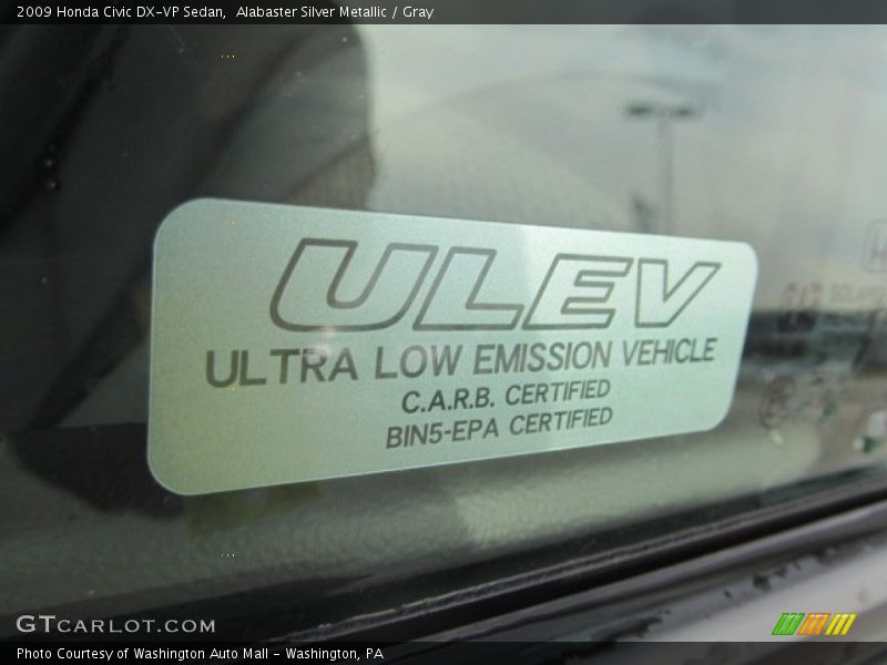 Alabaster Silver Metallic / Gray 2009 Honda Civic DX-VP Sedan