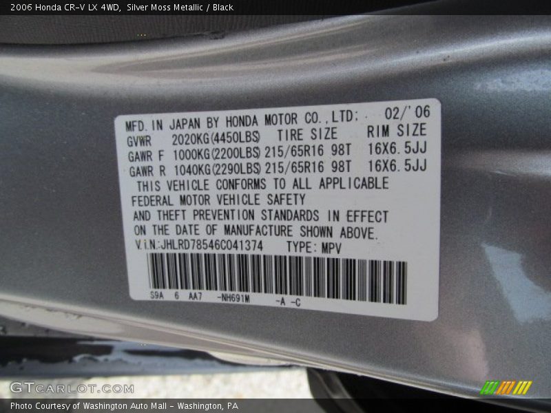 Silver Moss Metallic / Black 2006 Honda CR-V LX 4WD