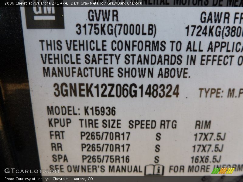 Dark Gray Metallic / Gray/Dark Charcoal 2006 Chevrolet Avalanche Z71 4x4
